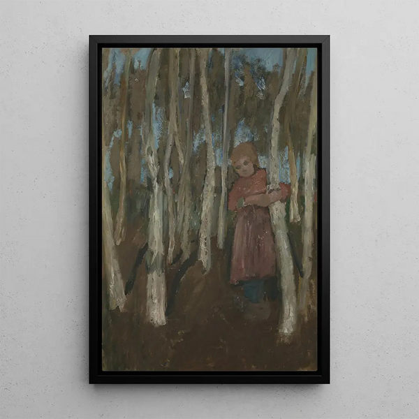 Tyttö koivumetsässä - Paula Modersohn-Becker — kehystetty taideteos seinällä