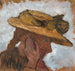Tyttö olkihatulla oikealle päin - Paula Modersohn-Becker — näkymä teoksesta