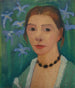Autoportrait devant un fond vert avec un iris bleu - Paula Modersohn-Becker — näkymä teoksesta