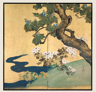 Paulownies et chrysanthèmes - Sakai Hoitsu