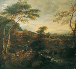 Paysage avec des Khen paissant - Josef Faistenberger