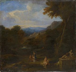 Paysage avec le dieu fleuve et des femmes - Anonyme