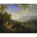 Maalauksen jäljennös maisemasta joella - Christian Georg Schütz the elder