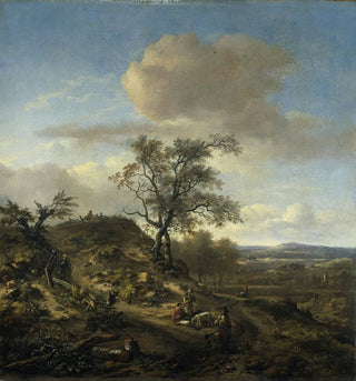 Paysage avec un chasseur et d'autres figures - Jan Wijnants
