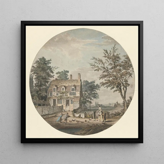 Paysage avec un cottage, un pont et des figures - Samuel Hieronymus Grimm