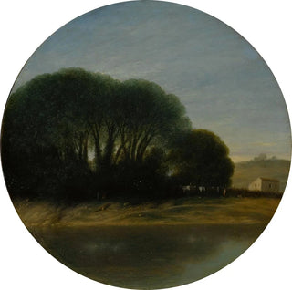 Paysage avec une ferme et des arbres au bord d'une rivière - Goffredo Wals