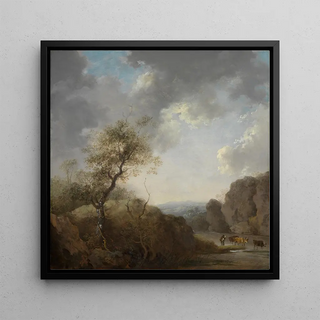 Paysage de montagne avec ruisseau et troupeau - Johann Christian Brand