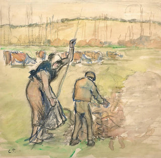 Paysanne et enfant faisant du feu - Camille Pissarro