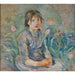 Berthe Morisot'n maalaus "Paysanne fille au milieu de tulipes" — esillä sisätilassa