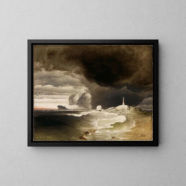 Majakka Norjan rannikolla - Peder Balke — kehystetty taideteos seinällä