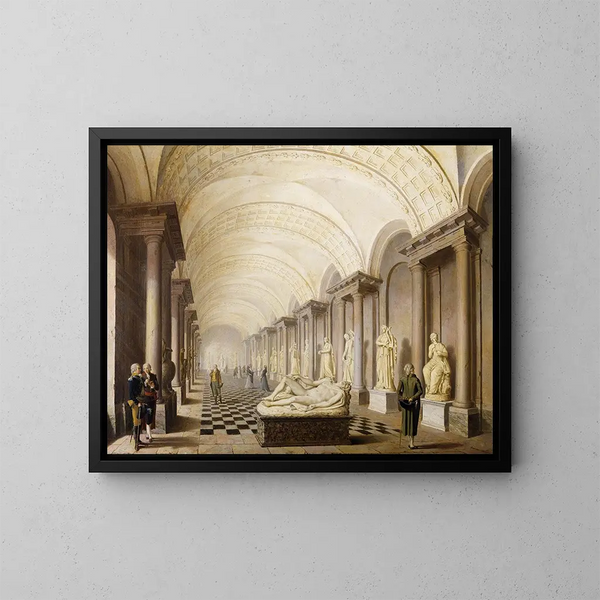 La Galerie des Muses au Musée Royal du Palais Royal de Stockholm - Pehr Hilleström — kehystetty taideteos seinällä