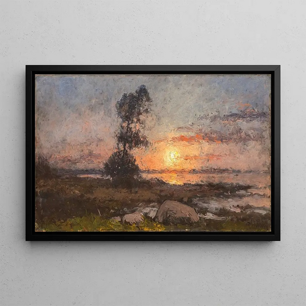 Auringonlaskumaalaus - Per Ekström — kehystetty taideteos seinällä