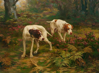 Percival Leonard Rosseau - Two pointers and a hare.webp