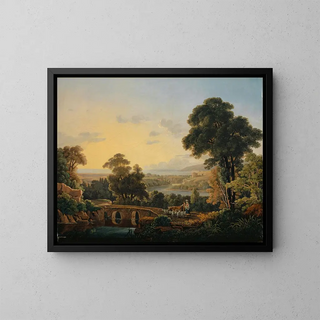 Peter Birmann - Hilly Landscape with River and Bridge.webp