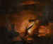 Un navire en feu la nuit - Peter Monamy — näkymä teoksesta