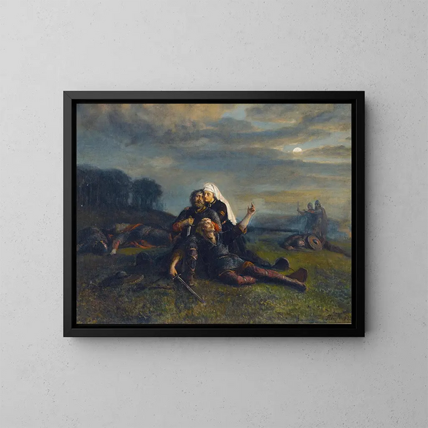 Après la bataille - Peter Nicolai Arbo — kehystetty taideteos seinällä