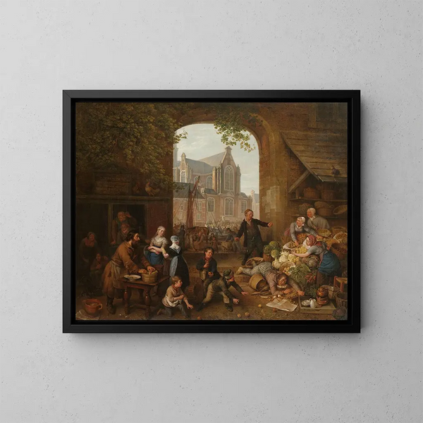 Kaksi juoppoa markkinoilla Westerkerk'n lähellä Amsterdamissa - Peter Paul Joseph Noël — kehystetty taideteos seinällä