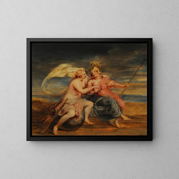 Onnen ja hyveen allegoria - Peter Paul Rubens — kehystetty taideteos seinällä