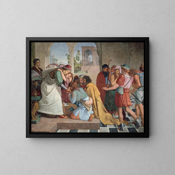 Joseph se révèle à ses frères - Peter von Cornelius — kehystetty taideteos seinällä