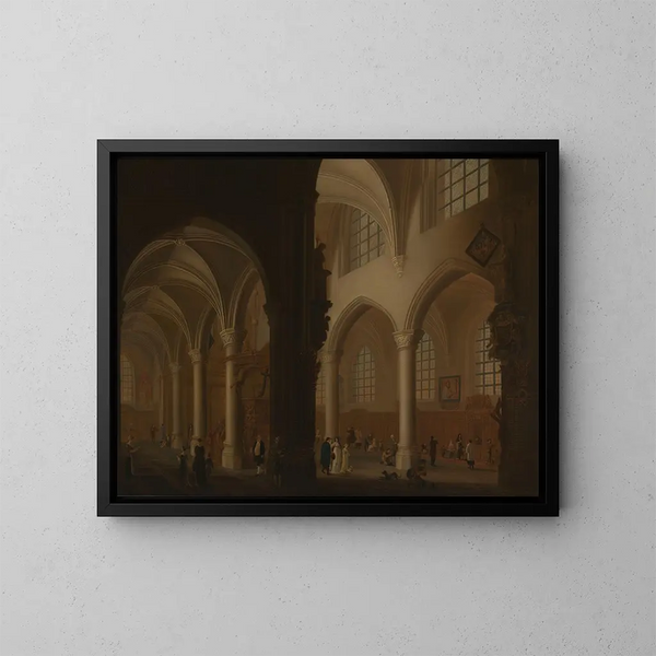 Anciens Saint-Georges kirkon sisämaalaus Antwerpenissä - Petrus Johannes van Regemorter — kehystetty taideteos seinällä