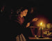 Myyntitori hetken kynttilänvalossa - Petrus van Schendel — näkymä teoksesta