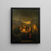 Le Noordermarkt de nuit à Amsterdam - Petrus van Schendel — kehystetty taideteos seinällä
