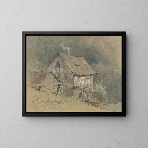Moulin à eau en colombages - Philipp Rumpf — kehystetty taideteos seinällä