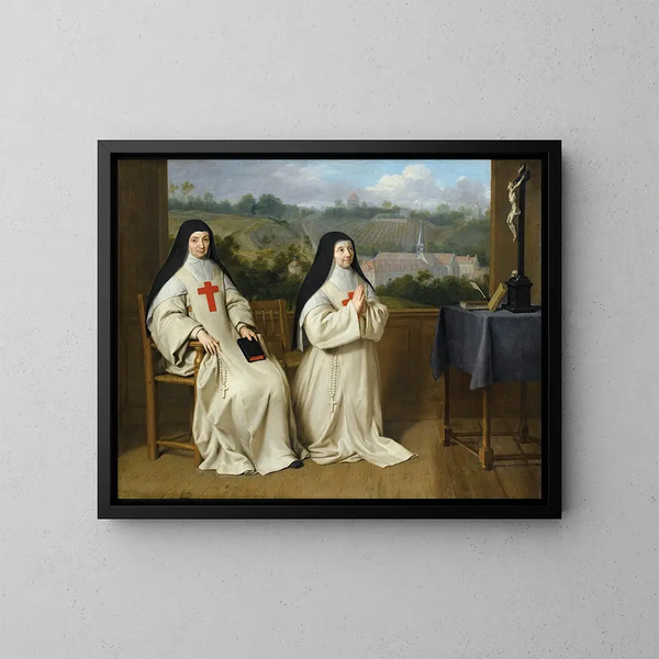 Portaittiäide Agnèsin ja sisar Angélique de l'abbaye de Port-Royal-des-Champs - Philippe de Champaigne — kehystetty taideteos seinällä