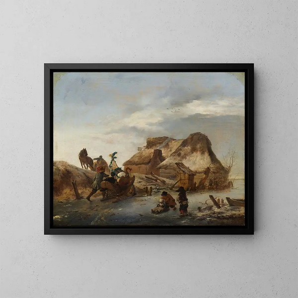 Nobelin reki jäällä - Philips Wouwerman — kehystetty taideteos seinällä