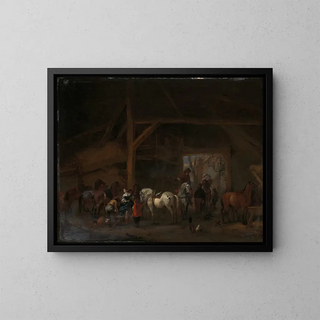 "Une étable" - Philips Wouwerman — kehystetty taideteos seinällä
