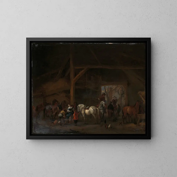 "Une étable" - Philips Wouwerman — kehystetty taideteos seinällä