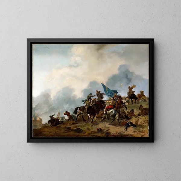 Taistelukohtauksesta - Philips Wouwerman — kehystetty taideteos seinällä