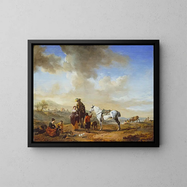 Joen rannalla - Philips Wouwerman — kehystetty taideteos seinällä