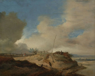 Dyyne maisemasta signaalitornin kanssa - Philips Wouwerman — näkymä teoksesta
