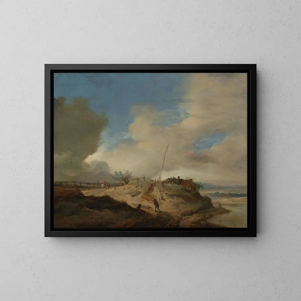 Dyyne maisemasta signaalitornin kanssa - Philips Wouwerman — kehystetty taideteos seinällä