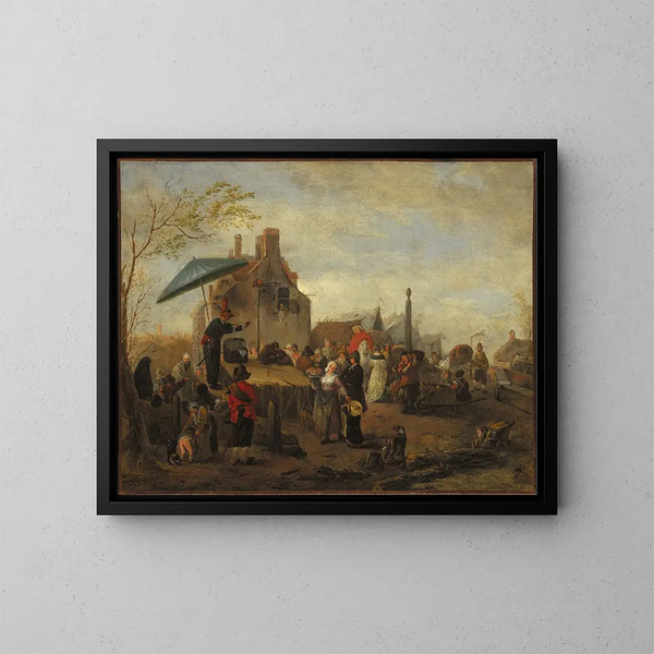 Des jongleurs au marché - Philips Wouwerman — kehystetty taideteos seinällä
