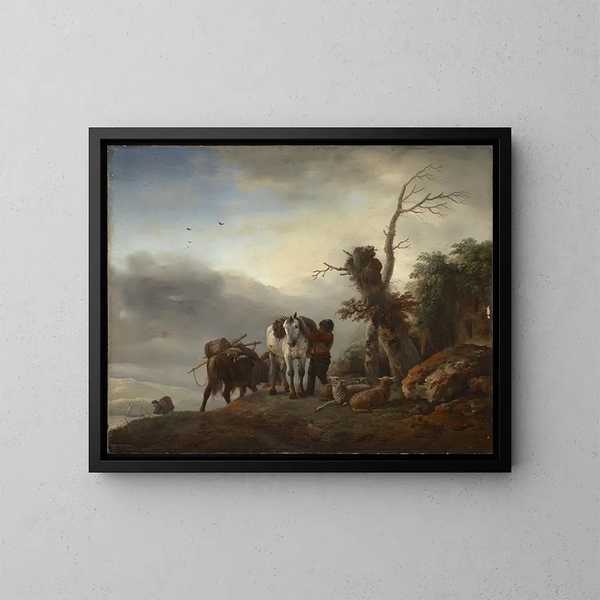 Maisema muulien kanssa - Philips Wouwerman — kehystetty taideteos seinällä
