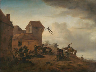 Philips Wouwerman - Peasants Fighting near a Village.webp