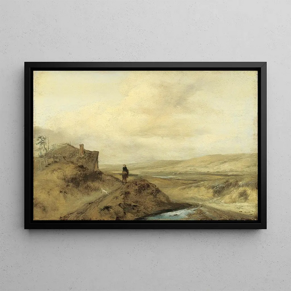 Cavalier- dyynien keskellä - Philips Wouwerman — kehystetty taideteos seinällä