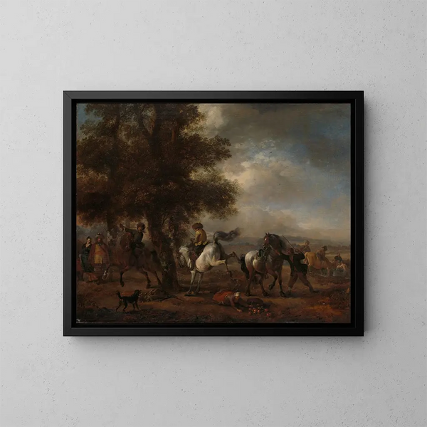 Le gris qui se cabre - Philips Wouwerman — kehystetty taideteos seinällä