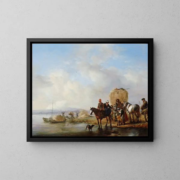 La Charrette de foin - Philips Wouwerman — kehystetty taideteos seinällä