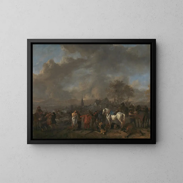 La Victoire des Paysans - Philips Wouwerman — kehystetty taideteos seinällä