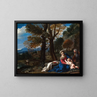 Le repos pendant la fuite en Égypte - Pier Francesco Mola — kehystetty taideteos seinällä