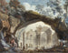 Ruins d'un temple circulaire vues à travers une arche naturelle - Pierre-Adrien Pris — näkymä teoksesta