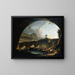 Caprice architectural d'un palais inspiré du Louvre et du Pont Neuf s'encadrant dans l'arc d'un pont - Pierre-Antoine Demachy — kehystetty taideteos seinällä