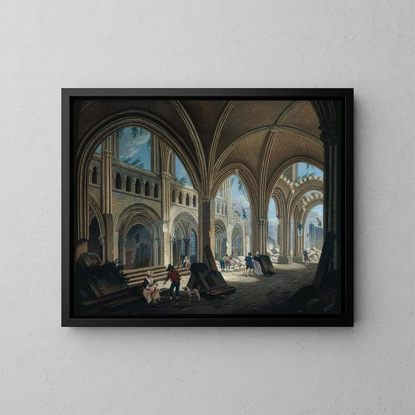 Saint-Jean-en-Grève kirkon purkamisesta vuonna 1800 - Pierre-Antoine Demachy — kehystetty taideteos seinällä