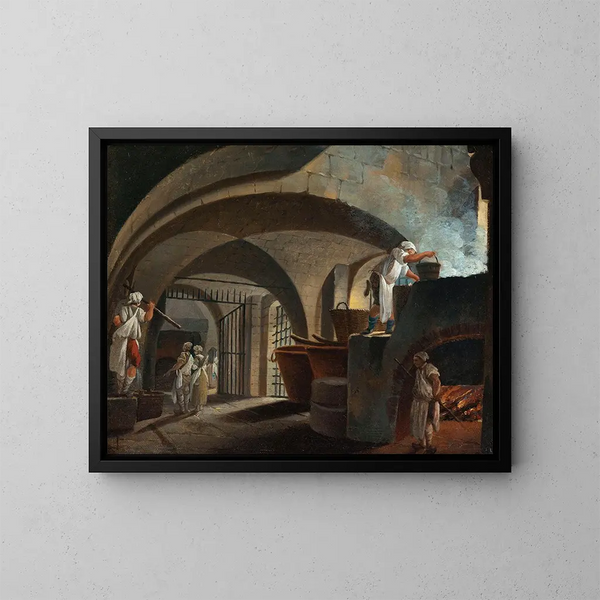 La fonderie des suifs à l'Hôtel-Dieu - Pierre-Antoine Demachy — kehystetty taideteos seinällä