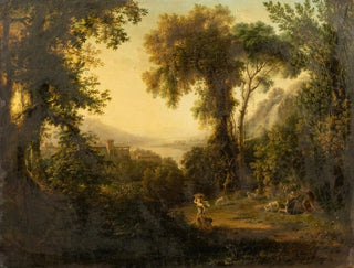 PierreAthanase Chauvin - Italianate landscape with shepherds afraid by a snake.webp