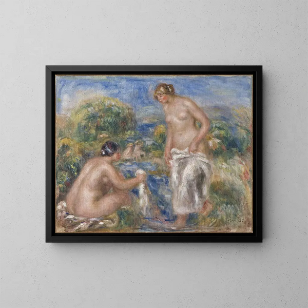 Naiset kylvyssä - Pierre-Auguste Renoir — kehystetty taideteos seinällä