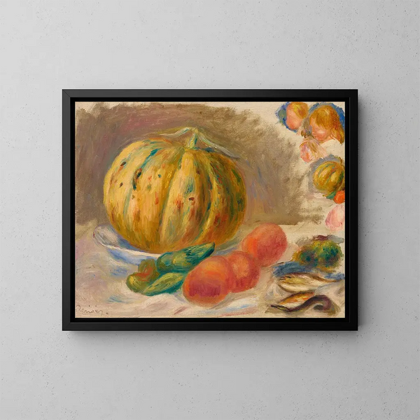 Kompositio meloneilla ja tomaateilla - Pierre-Auguste Renoir — kehystetty taideteos seinällä